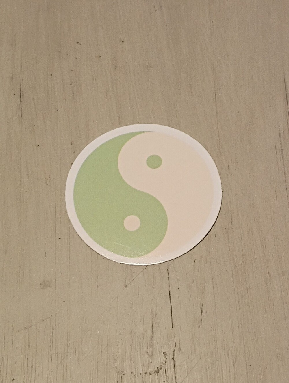 10/$10 Sticker Decal - Green And Cream Colored Yin Yang Circle Symbol